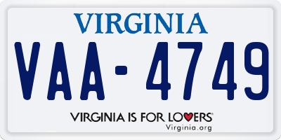 VA license plate VAA4749