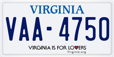 VA license plate VAA4750