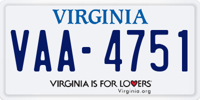 VA license plate VAA4751