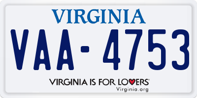 VA license plate VAA4753