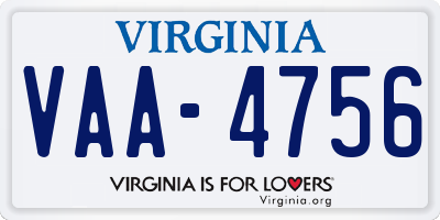 VA license plate VAA4756