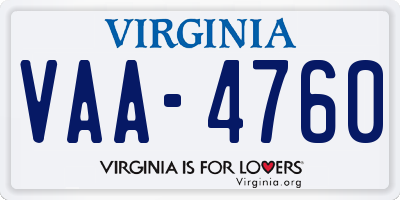 VA license plate VAA4760