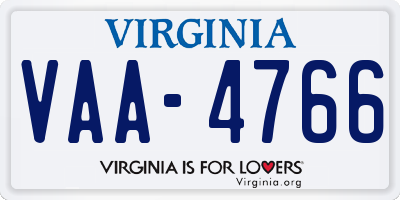 VA license plate VAA4766