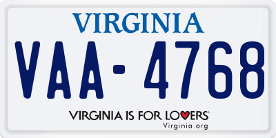 VA license plate VAA4768