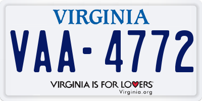 VA license plate VAA4772