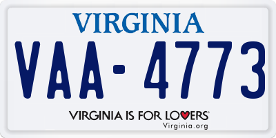 VA license plate VAA4773