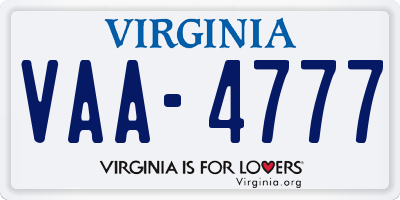 VA license plate VAA4777
