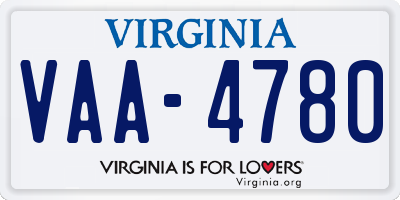 VA license plate VAA4780