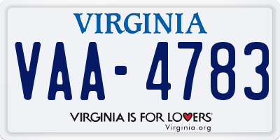 VA license plate VAA4783