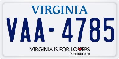 VA license plate VAA4785