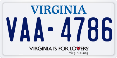 VA license plate VAA4786