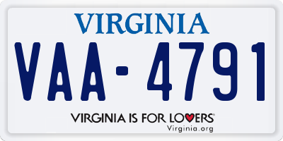 VA license plate VAA4791