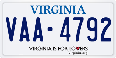 VA license plate VAA4792