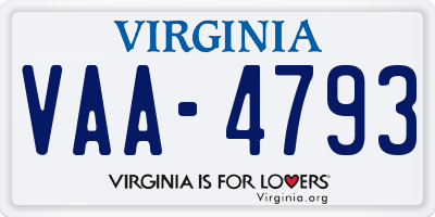 VA license plate VAA4793