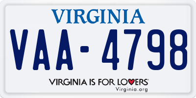 VA license plate VAA4798