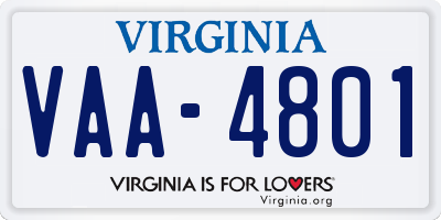 VA license plate VAA4801