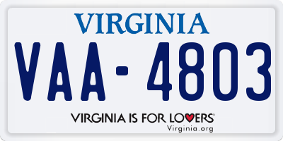 VA license plate VAA4803