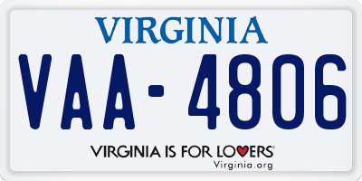 VA license plate VAA4806