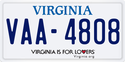 VA license plate VAA4808