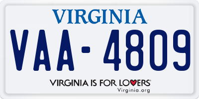 VA license plate VAA4809