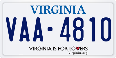 VA license plate VAA4810