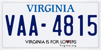 VA license plate VAA4815