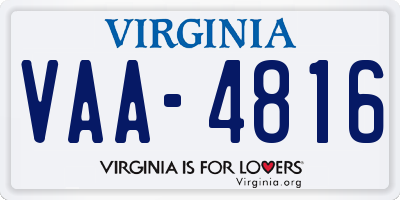 VA license plate VAA4816