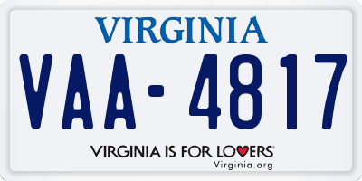 VA license plate VAA4817