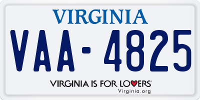 VA license plate VAA4825