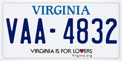 VA license plate VAA4832