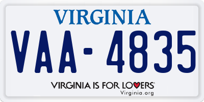 VA license plate VAA4835