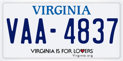 VA license plate VAA4837