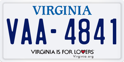 VA license plate VAA4841