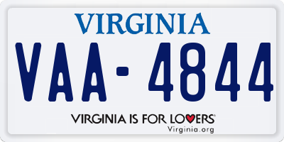 VA license plate VAA4844