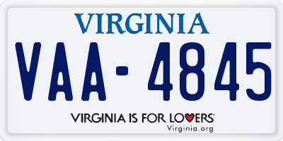 VA license plate VAA4845