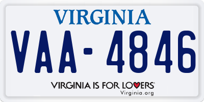 VA license plate VAA4846