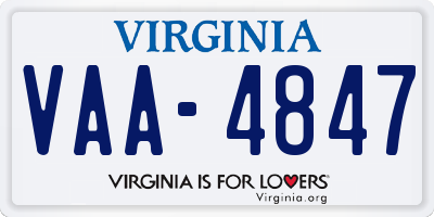 VA license plate VAA4847