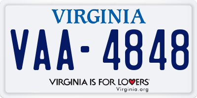 VA license plate VAA4848