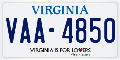 VA license plate VAA4850