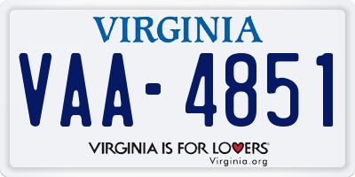 VA license plate VAA4851