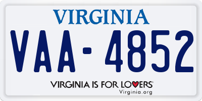 VA license plate VAA4852