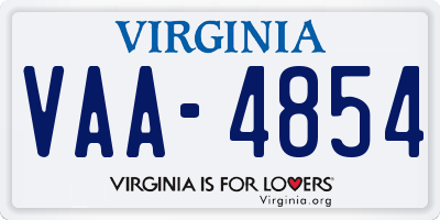 VA license plate VAA4854