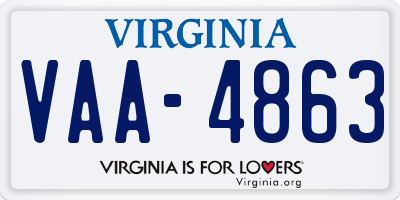 VA license plate VAA4863