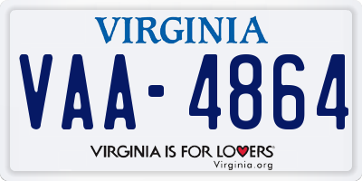 VA license plate VAA4864