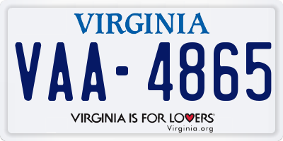 VA license plate VAA4865