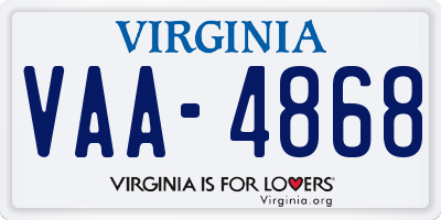 VA license plate VAA4868