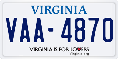 VA license plate VAA4870