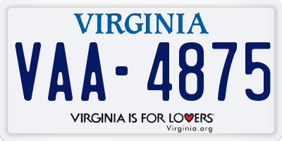 VA license plate VAA4875