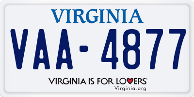 VA license plate VAA4877