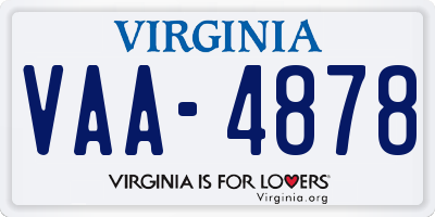 VA license plate VAA4878